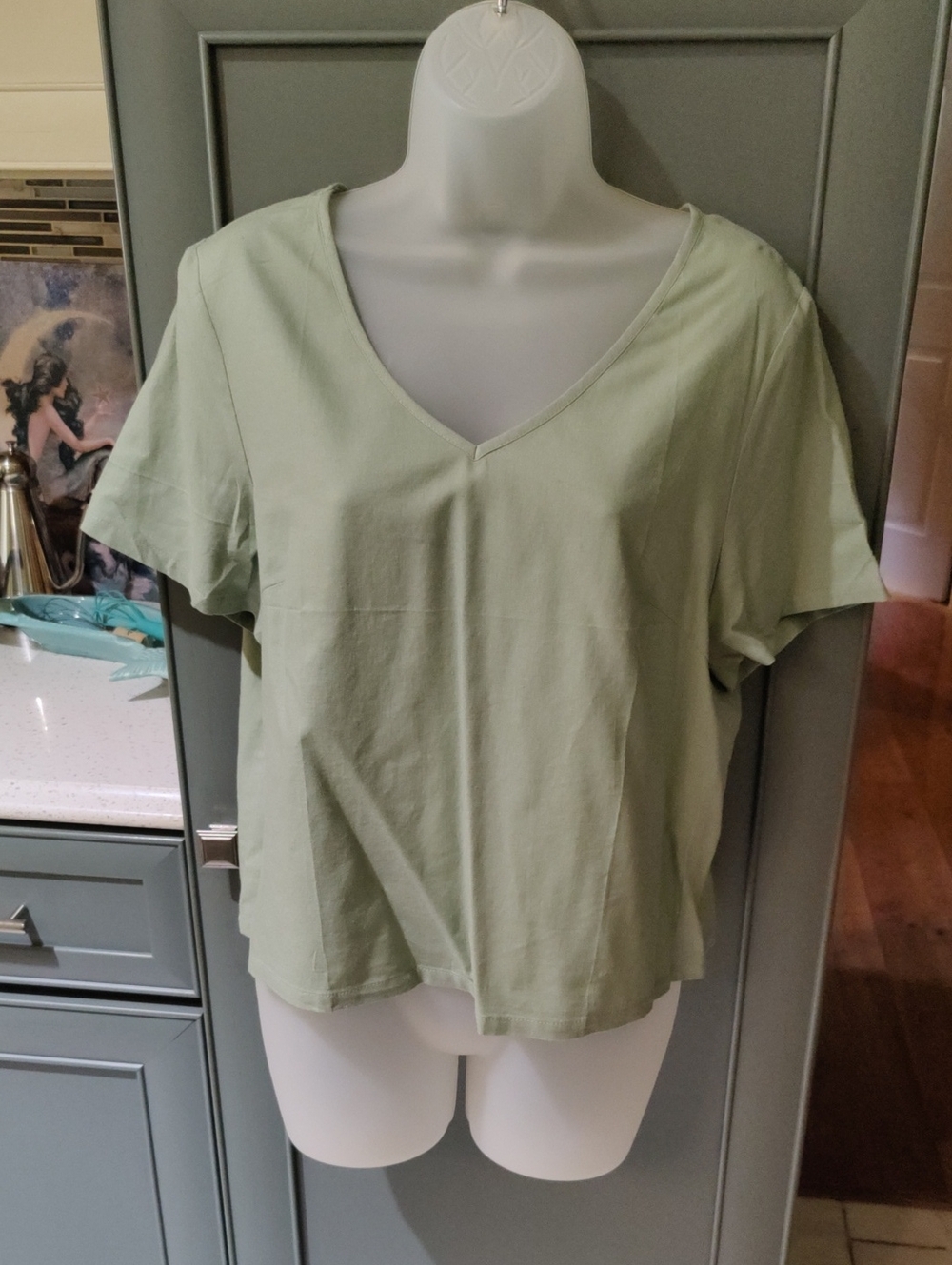 Light Green V-Neck Women’s Top